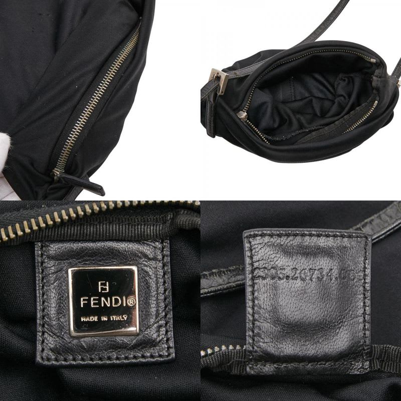 Fendi Mamma Bucket Logo Black Jersey Leather Women's