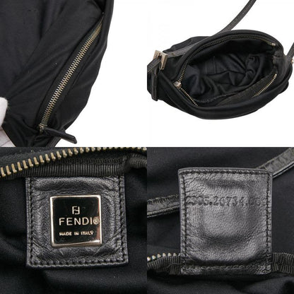 Fendi Mamma Bucket Logo Black Jersey Leather Women's