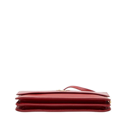 Prada Logo Chain Wallet Shoulder Bag 1 M1361 Red Gold Saffiano Leather Women's