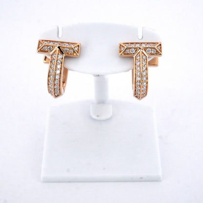 Tiffany & Co Earrings T One Huggie Half Pave 18K Pink Gold Pink Gold Diamond