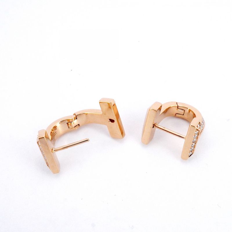 Tiffany & Co Earrings T One Huggie Half Pave 18K Pink Gold Pink Gold Diamond