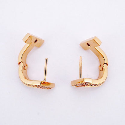 Tiffany & Co Earrings T One Huggie Half Pave 18K Pink Gold Pink Gold Diamond