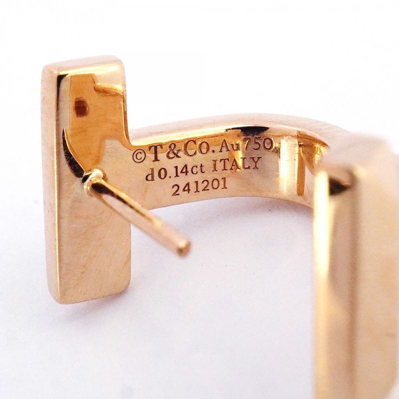 Tiffany & Co Earrings T One Huggie Half Pave 18K Pink Gold Pink Gold Diamond