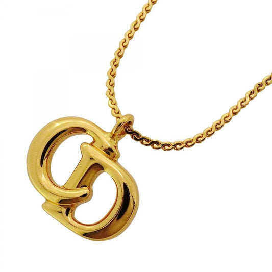 Christian Dior Necklace CD Logo GP Plated Gold Ladies