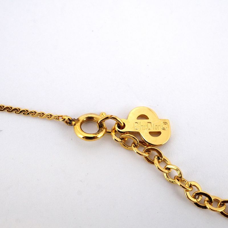 Christian Dior Necklace CD Logo GP Plated Gold Ladies
