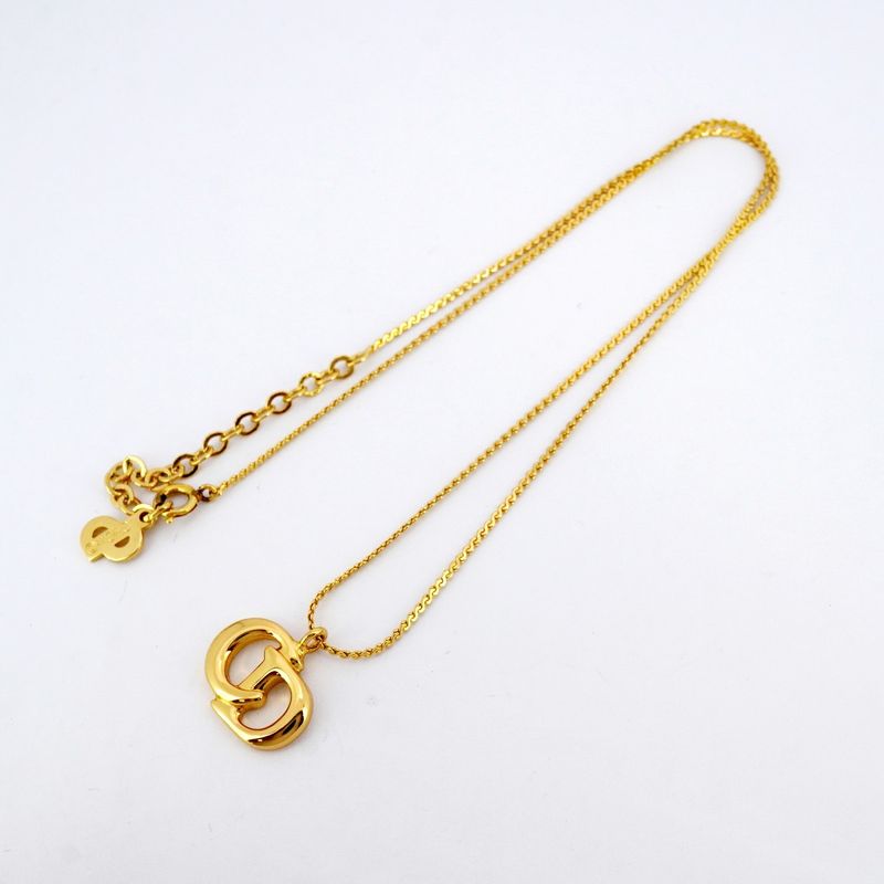 Christian Dior Necklace CD Logo GP Plated Gold Ladies