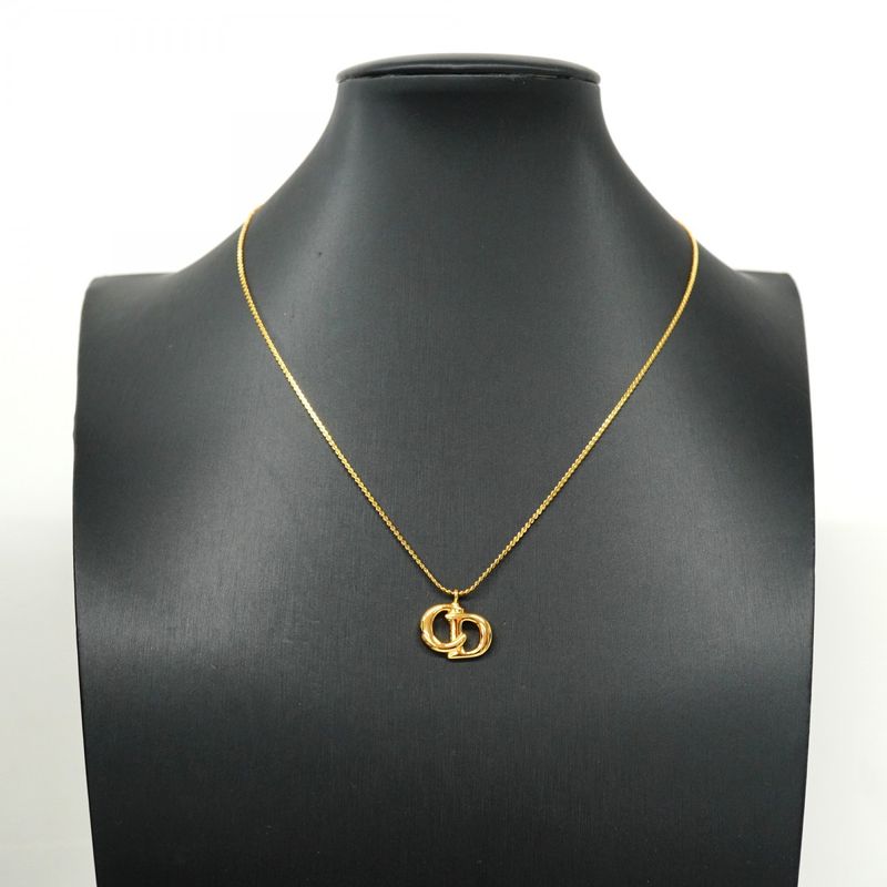 Christian Dior Necklace CD Logo GP Plated Gold Ladies