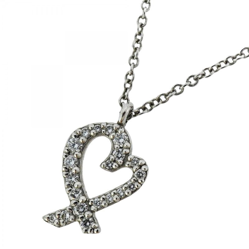 Tiffany & Co Necklace Loving Heart 18K White Gold White Gold Diamond Ladies