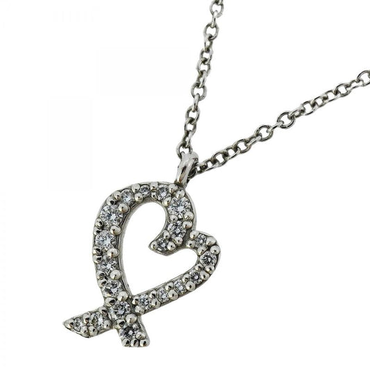 Tiffany & Co Necklace Loving Heart 18K White Gold White Gold Diamond Ladies
