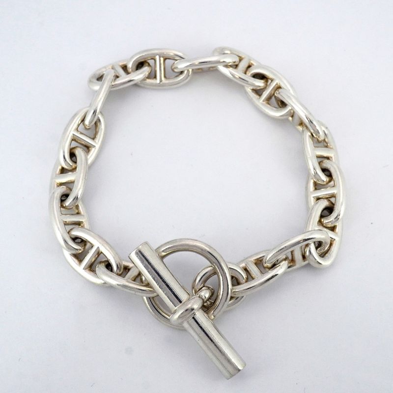 Hermes Bracelet Chaine D'ancre MM 17 Frames Silver 925 Men's Women's Unisex