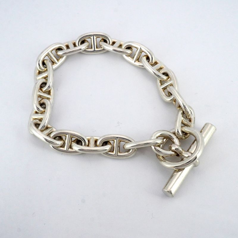 Hermes Bracelet Chaine D'ancre MM 17 Frames Silver 925 Men's Women's Unisex