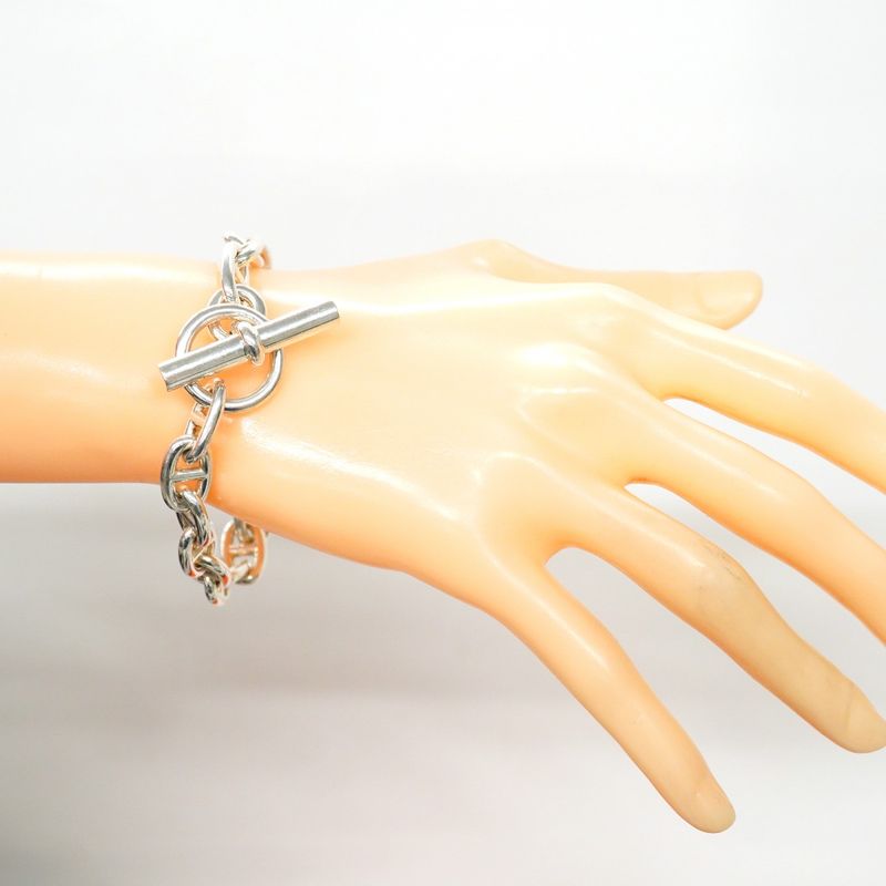 Hermes Bracelet Chaine D'ancre MM 17 Frames Silver 925 Men's Women's Unisex