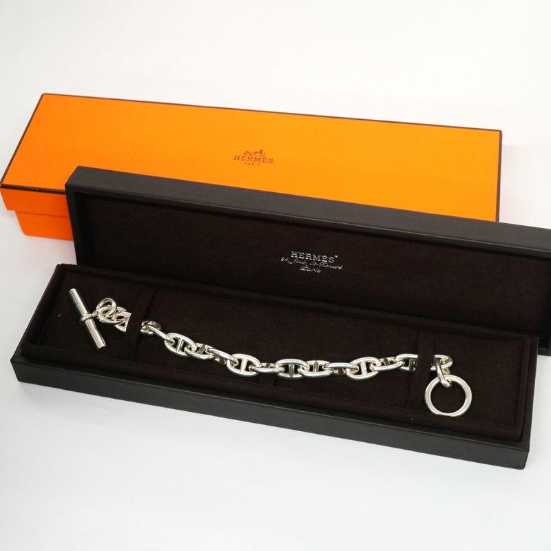 Hermes Bracelet Chaine D'ancre MM 17 Frames Silver 925 Men's Women's Unisex