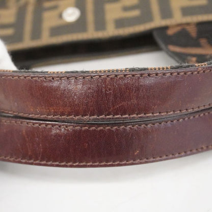 Fendi Tote Bag Zucca Nylon Canvas Brown Silver Hardware Ladies