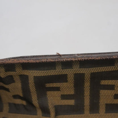 Fendi Tote Bag Zucca Nylon Canvas Brown Silver Hardware Ladies