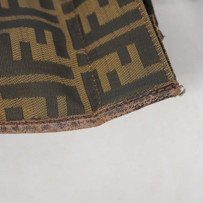 Fendi Tote Bag Zucca Nylon Canvas Brown Silver Hardware Ladies