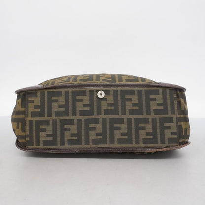 Fendi Tote Bag Zucca Nylon Canvas Brown Silver Hardware Ladies