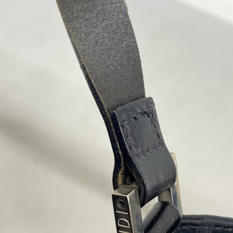 Fendi Shoulder Bag Zucca Nylon Canvas Black Silver Hardware Ladies