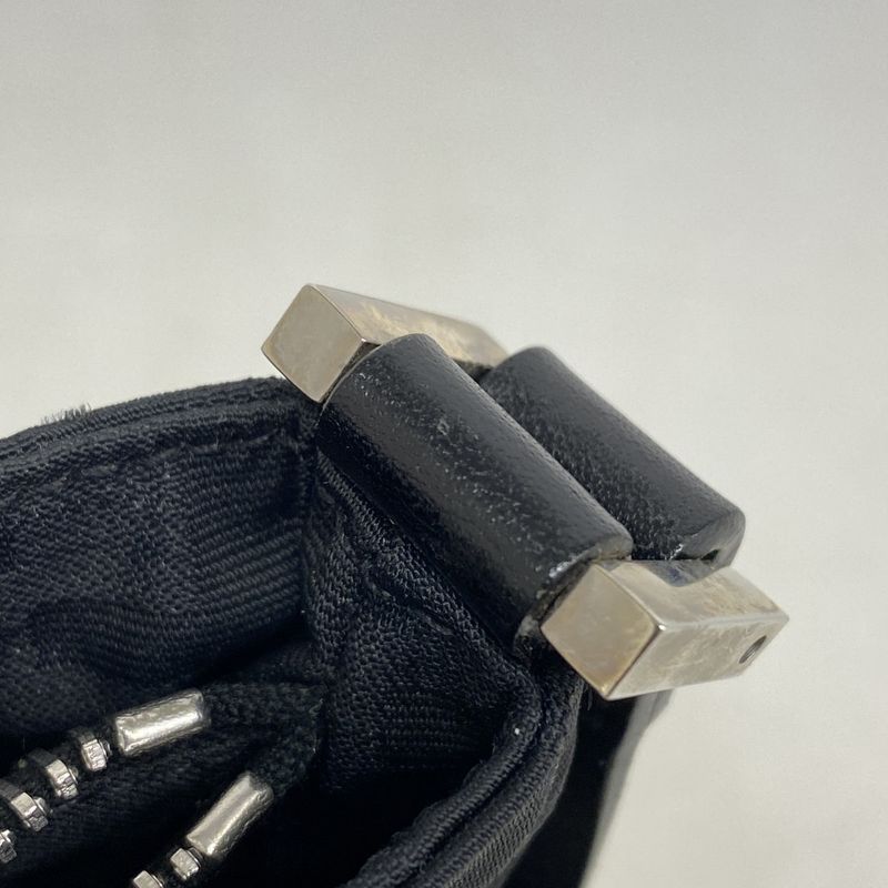 Fendi Shoulder Bag Zucca Nylon Canvas Black Silver Hardware Ladies