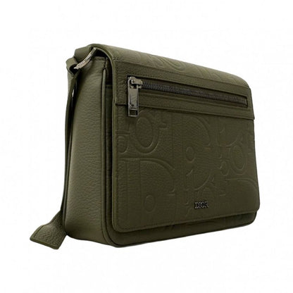 Christian Dior Shoulder Bag Dior Gravity Leather Khaki Silver Hardware Men's