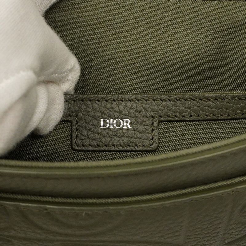 Christian Dior Shoulder Bag Dior Gravity Leather Khaki Silver Hardware Men's