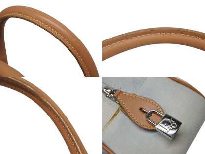 Dior Double Saddle Bowler Bag Handbag Denim Leather Blue Brown — view 6