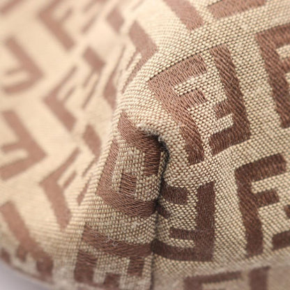 Fendi Tote Bag Zucchino 8 Bh056 Brown Dark Canvas Leather Mini