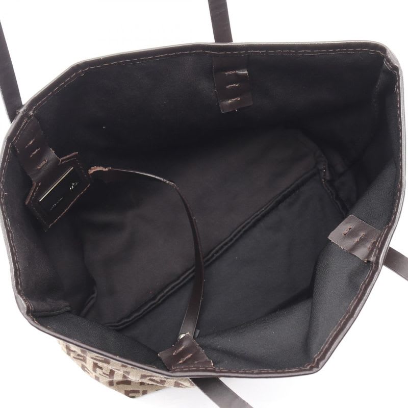Fendi Tote Bag Zucchino 8 Bh056 Brown Dark Canvas Leather Mini