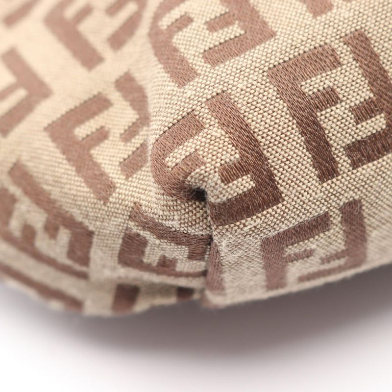 Fendi Tote Bag Zucchino 8 Bh056 Brown Dark Canvas Leather Mini