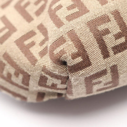Fendi Tote Bag Zucchino 8 Bh056 Brown Dark Canvas Leather Mini
