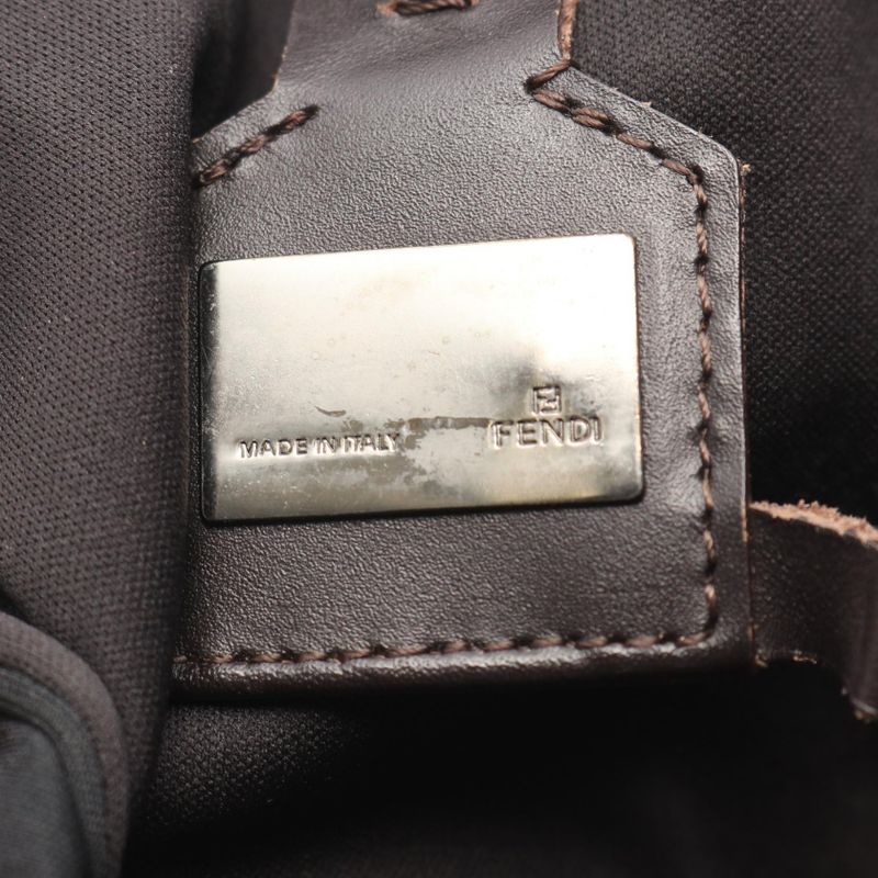 Fendi Tote Bag Zucchino 8bh056 Brown Dark Brown Canvas Leather Zucchino Mini