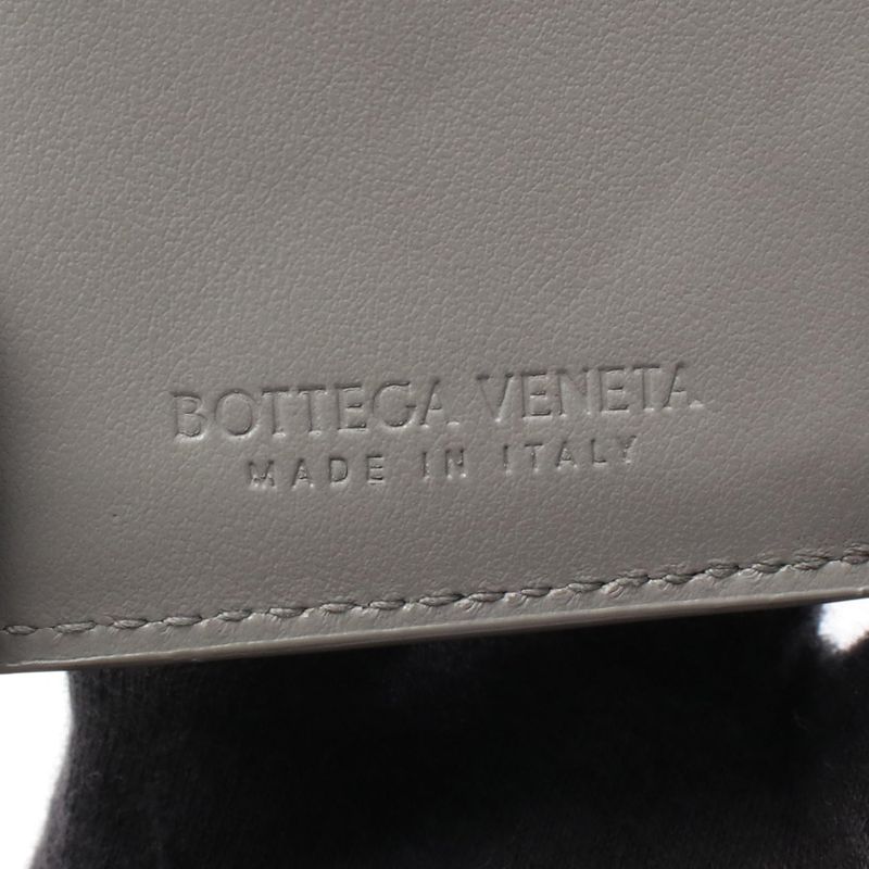 Bottega Veneta Trifold Wallet Intrecciato Gray Leather Intrecciato Trifold