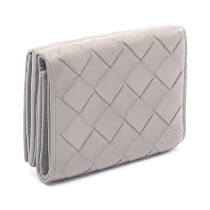 Bottega Veneta Trifold Wallet Intrecciato Gray Leather Intrecciato Trifold