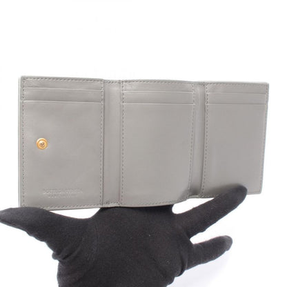 Bottega Veneta Trifold Wallet Intrecciato Gray Leather Intrecciato Trifold