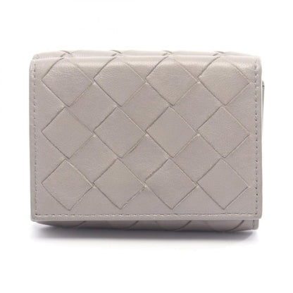 Bottega Veneta Trifold Wallet Intrecciato Gray Leather Intrecciato Trifold