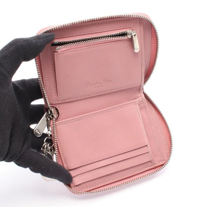 Christian DIOR Round Wallet Lady Dior Cannage Small Pink Leather Lady Dior