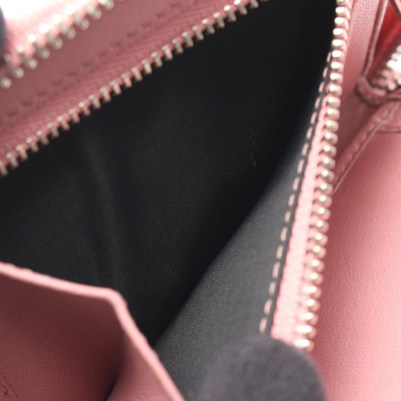 Christian DIOR Round Wallet Lady Dior Cannage Small Pink Leather Lady Dior