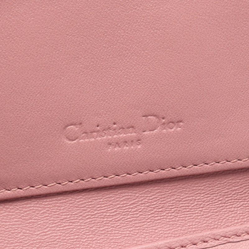 Christian DIOR Round Wallet Lady Dior Cannage Small Pink Leather Lady Dior