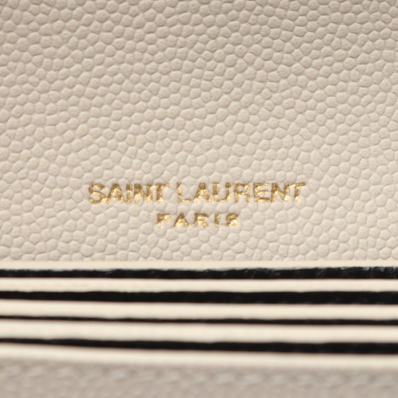 Saint Laurent Paris Card Case Uptown 607685 Beige Leather Uptown Business Card