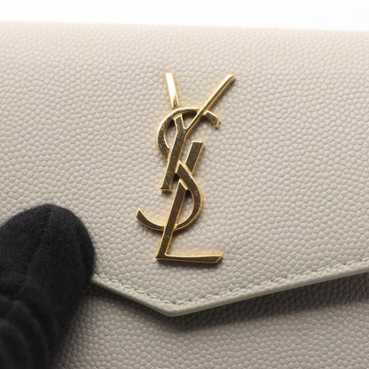 Saint Laurent Paris Card Case Uptown 607685 Beige Leather Uptown Business Card