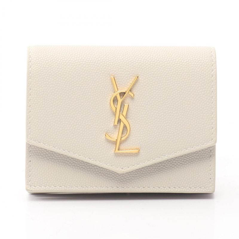 Saint Laurent Paris Card Case Uptown 607685 Beige Leather Uptown Business Card
