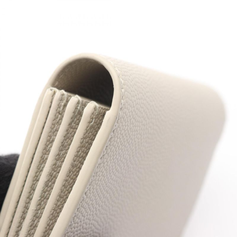 Saint Laurent Paris Card Case Uptown 607685 Beige Leather Uptown Business Card