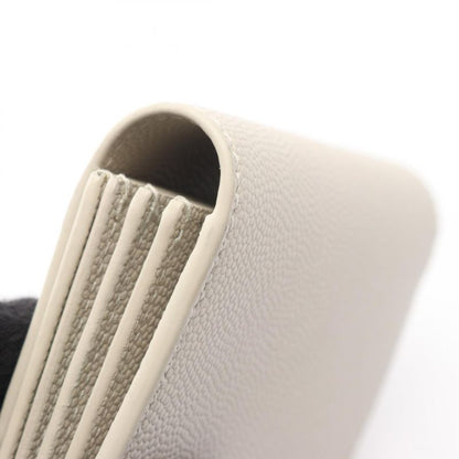 Saint Laurent Paris Card Case Uptown 607685 Beige Leather Uptown Business Card