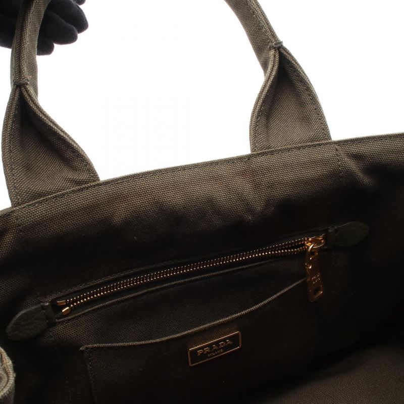 Prada Tote Bag Canapa 1bg642 Khaki Canvas Canapa Tote Ladies Used B