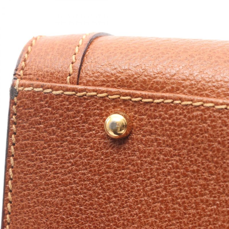 Gucci Handbag Bamboo 002 1186 0260 Brown Leather Bamboo Handbag Ladies Used B