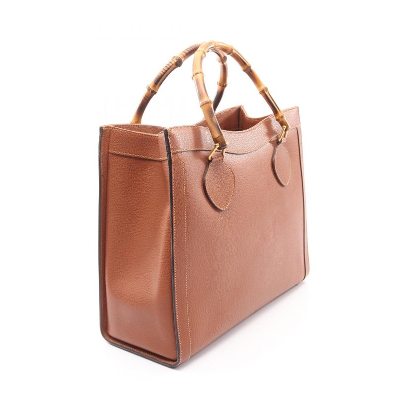 Gucci Handbag Bamboo 002 1186 0260 Brown Leather Bamboo Handbag Ladies Used B