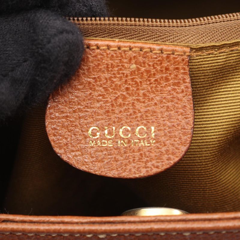 Gucci Handbag Bamboo 002 1186 0260 Brown Leather Bamboo Handbag Ladies Used B
