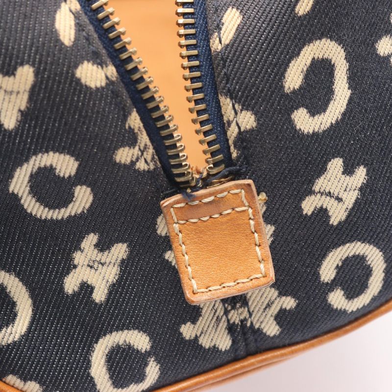 Celine Shoulder Bag C Macadam Navy Canvas Leather C Macadam Handbag Ladies Used