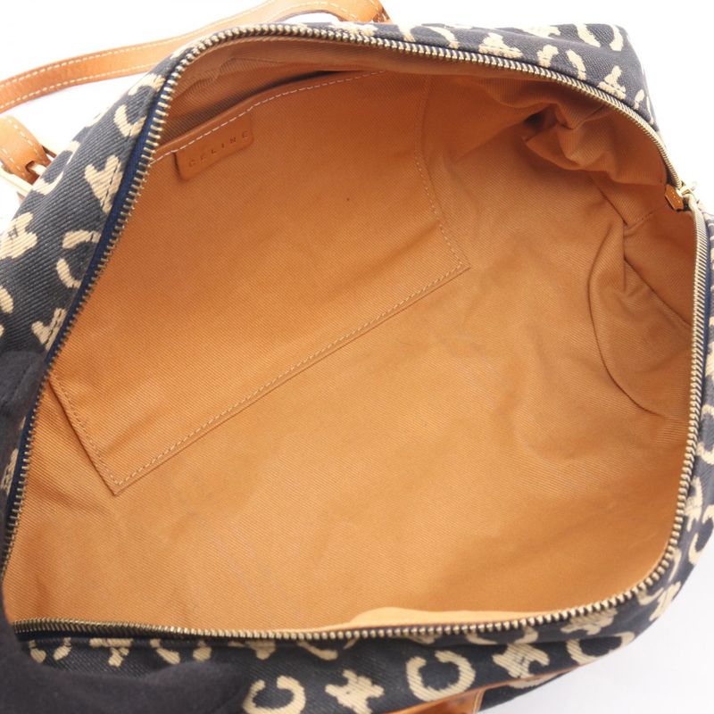 Celine Shoulder Bag C Macadam Navy Canvas Leather C Macadam Handbag Ladies Used