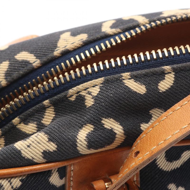 Celine Shoulder Bag C Macadam Navy Canvas Leather C Macadam Handbag Ladies Used